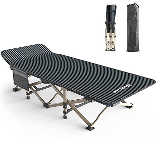 ATORPOK Campingbett für Erwachsene, bequem, Zeltbett zum Schlafen, leichtes Klappbett mit Tragetasche für Kinder, unterstützt 204 kg, Büro und Strandurlaub