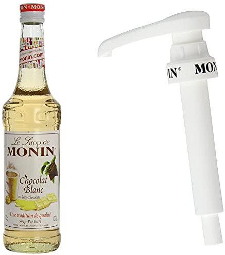 MONIN Premium White Chocolate Syrup 700 ml & 10 ml pump for 1 L PET and 25 cl MONIN Premium Syrup bottles