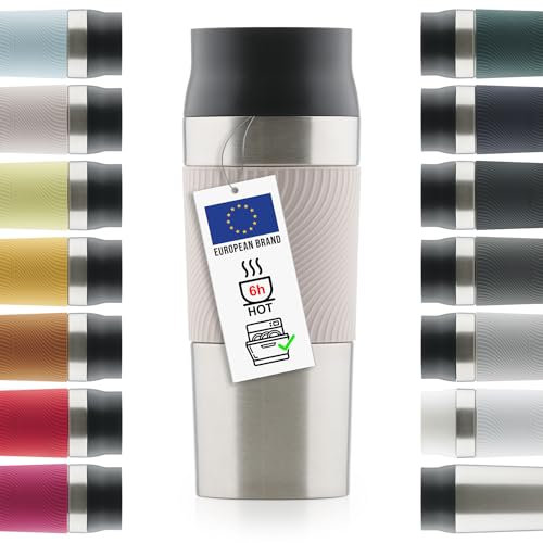 Blumtal Thermobecher 500 ml - Kaffeebecher to go aus Edelstahl - auslaufsicherer Isolierbecher kalt/heiß - Mug mit 360° Trinköffnung - Thermosbecher mit Quick-Press-Verschluss - Thermo Mug - Rosa