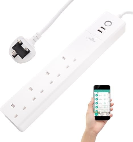 Smart Power Strip USB Wi-Fi Surge Protector Extension Lead, Voice Control Compatible with Alexa&Google Assistant, Family Sharing Smart Home, APP Individual Remotelty Control,Timer Schedule