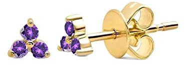 Ohrringe Silber 925 Set, Echtes Sterling Silber Klee mit Zirkonia Ohrstecker Gold Lila