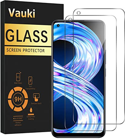 Vauki 2 Unidades Protector de Pantalla para Realme 8/8 Pro 4G Cristal Templado Full HD Ultra Resistent 9H Dureza Antihuellas Sin Burbujas Antiarañazos Transparent Vidrio para Realme 8/8 Pro 4G 6.4
