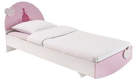 habeig Kinderbett Herzen Mädchen Prinzessin 90 x 190 cm Jugendliege Bett Holz Bettgestell Jugendzimmer Kinderzimmer