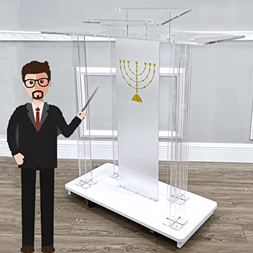 Compact stehend Schreibtisch, Rädern Rednerpult Tischpodium, Stehpult Kanzeln For Kirchen, Rollendes Podium, Mobiler Schreibtisch Lesepult, Kirchenkanzel, Acrylpodium Lehrersprecher For Restaurants