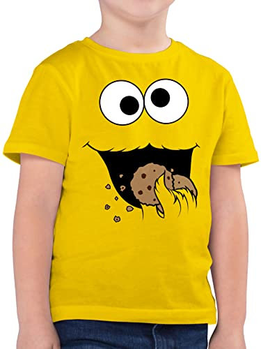 Kinder T-Shirt Jungen - Karneval & Fasching - Keks-Monster - 104 (3/4 Jahre) - Gelb - karnelval keksmonster t Shirt Jeck Shirts straßenkarneval t-Shirts witzige Faschings Tshirt für verkleidungen