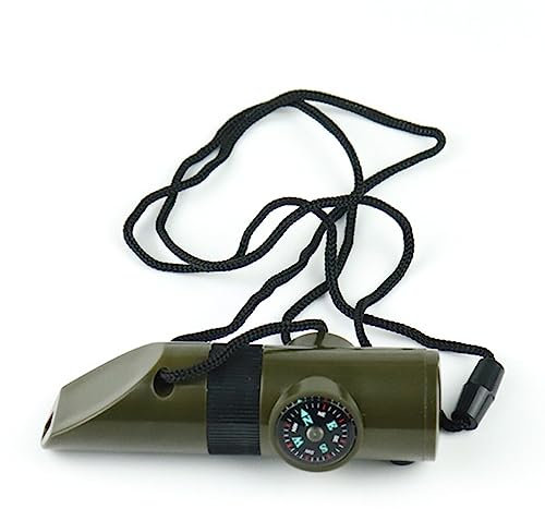 Lixada 7-in-1-Notfallpfeife, multifunktionale Outdoor-Sicherheitspfeife mit Kompass-Signalspiegel, LED-Licht für Camping, Wandern, Überleben, Bootfahren, Angeln