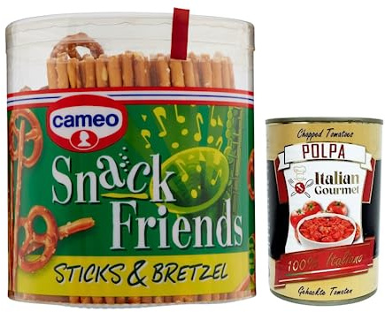 Italian Gourmet Snack Friends snack salati, Party Sticks & Brezel 1 x 300g | Mix croccante / knusprige Laugengebäck-Auswahl, perfetta per aperitivo, Gesamtnettogewicht 300 g + Kostenlos Polpa 400g