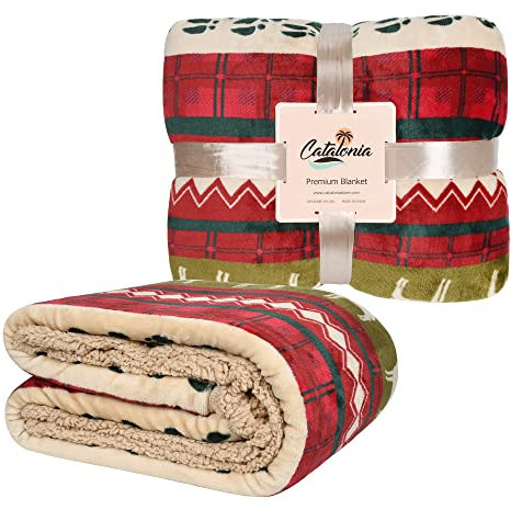 Catalonia Classy Coperta Sherpa in Pile Double Face, per Letto Singolo, Extra Spessa, Calda Coperta per Divano per Tutte Le Stagioni o per Il Soggiorno, Cervo, 150 x 200 cm