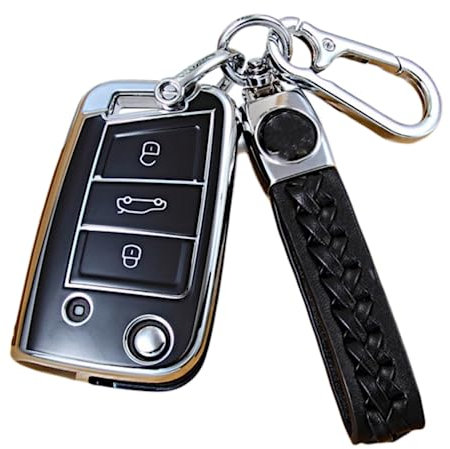 Z.MYUKI 【4 Couleurs】 A1 S Line Coque clé avec porte Clef pour Audi A1 GB 2018-2023 2024 Accessoire original Protection clé (Noir)