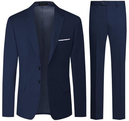 Allthemen Traje de Hombre de 2 Piezas de Ajuste Delgado de un Solo Pecho Trajes de Dos Botones Boda Pantalones de Chaqueta de Negocios