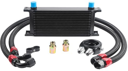 Universal 16 Row Oil Cooler Kit, 10AN Transmission Engine Cooler Kit —Stacked Plate universal racing aluminum engine transmission oil cooler — Engine British Radiator Oil Cooler Condenser （black） | Stacked Plate universal racing aluminum engine transmission oil cooler, Engine British Radiator Oil Cooler Condenser (black)