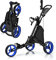 GYMAX 3 Wheels Golf Push Pull Cart, Lightweight Height Adjustable Golf Trolley with Storage Bag, Foot Brake, Umbrella Holder and Built-in Cooler, Foldable Golf Bag Holder (Blue)