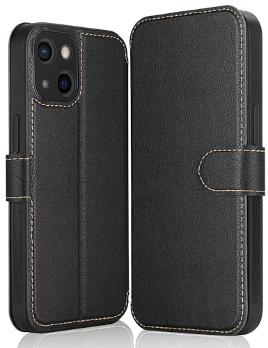 ELESNOW Case for iPhone 15, iPhone 15 Phone Case with Card Holder Flip Leather Wallet Magnetic Closure Cover for Apple iPhone 15-6.1 (Black)