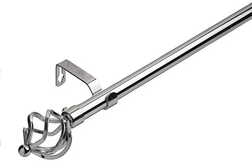 Lister Cartwright 19 mm Extendable Metal Curtain Poles, Chrome (Cage Finials, 210-320 cm)