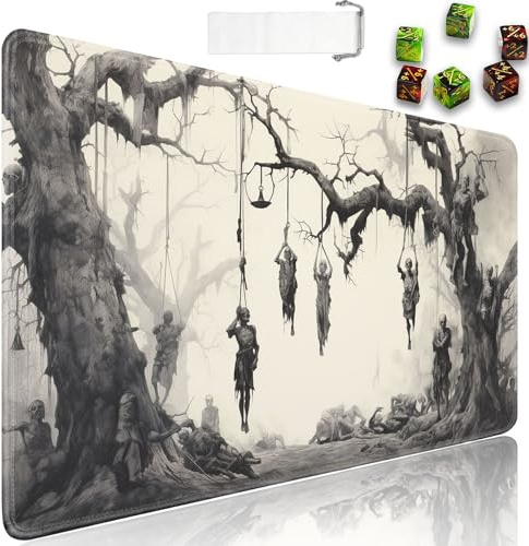 JVGFYNKL MTG Spielmatte + Reisetasche mit Kordelzug + 6 Würfelzähler, für Tisch-Sammelkartenspiel-Spielmatten oder großes Mauspad, rutschfestes Gummi, 61 x 35,6 cm, Baum des Todes