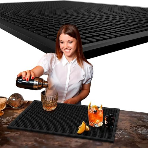 LIBRNTY Tapis de Bar,Tapis de Bar en Silicone,Tapis égouttoir,Sèche Vaisselle en Silicone antidérapant,Tapis Égouttoir Portable Anti-bactérien,pour Verre,comptoir,café,Whisky,Cocktail,(45 x 30cm)