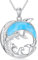 BETHZA Larimar Delfin-Halskette 925er-Sterlingsilber echter blauer Larimar-Edelstein Ozean-Tier-Anhänger Schmuck Geschenke für Frauen