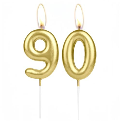 Funkelndes Licht goldene Geburtstagszahl Kerze, goldene Zahl 90 Kuchen Kerze, Geburtstagskuchen Topper Cupcake Mädchen Boy, Hochzeitstag Dekoration