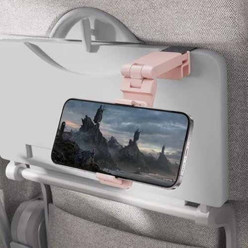 Orco Phone Stand Universal Mount Phone Holder 360 Degree Rotating Adjustable Phone Clamp Compatible with iPhone Android Phones Portable Phone Mount for Airplane Trays Desk Bed Cabinet (Pink)