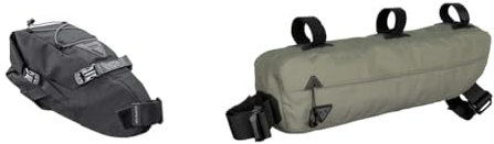 TOPEAK Unisex – Erwachsene Backloader Gepäckträgertasche, schwarz, 10 Liter & Unisex – Erwachsene Midloader Rahmentasche, Grün-Schwarz, 46cm