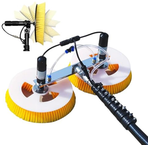 pealiritansemen Photovoltaic Panel Cleaner, Water Fed Window Cleaning Equipment, Automatic Solar Cleaning Tool, Dual-Power Brush Head, Carbon Fiber Telescopic Pole,5m