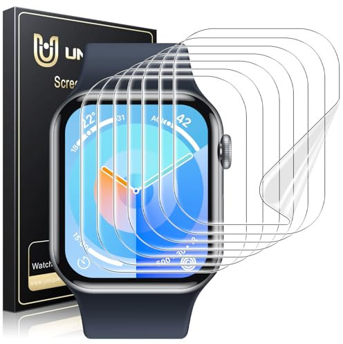 UniqueMe Protector de Pantalla para Apple Watch Series 10 42 mm - 8 Pack, TPU Film HD Flexible Protector,Sin Burbujas