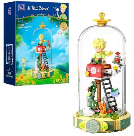 PANTASY Le Petit Prince Rose Briefkasten-Bausteinset, Kreatives DIY-Blumendisplay mit Rotierendem Globus-Dom, Sammlermodell-Kit für Erwachsene und Kinder, Geschenkidee für Le Petit Prince Fans