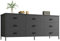 Huuger Cassettiera con 9 cassetti, 140 cm, per TV da 55,60 pollici, centro intrattenimento con cassetti, grande comò in tessuto per camera da letto, armadio, colore nero