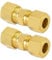 2 Stück 8 mm Kompressionsrohr Verschraubung, 8 mm OD x 8 mm OD Messing Klemmringverschraubung, Gerade Verschraubungen Klemmverschraubung, Einsetzbar für Rohrleitungen, Luftkompressoren Gold
