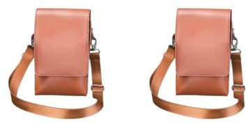 Juego de 2 tijeras de peluquería para estilista, bolsa de hombro, color marrón