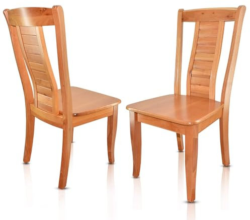 VAKON SALON - Esszimmerstühle 2er Set aus Kirschbaumholz, Holzstuhl, Küchenstuhl aus Massivholz bis 150 kg - Design 807 - Naturholz