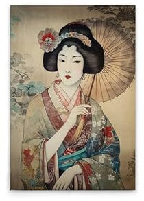 A.S. Création Leinwandbild Geisha Asia Vintage - Wandbild in Bunt, Beige - 50 x 75 cm - DD133158