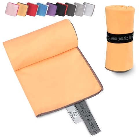 Wowtowelz kompaktes Mikrofaser Handtuch, Reisehandtuch, Sport- Fitnesshandtuch, Strand- Badetuch, leicht u. schnelltrocknend, (Orange, 145 x 70 cm)