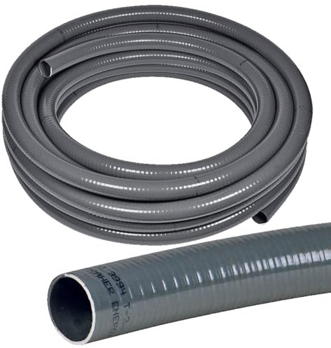 POOL Total Poolflex Tuyau de pression flexible en PVC de 12 m - Diamètre : 50 mm - Gris - Tuyau adhésif robuste pour piscine et bassin - Paroi intérieure lisse jusqu'à 6 bar - Résistant à la pression