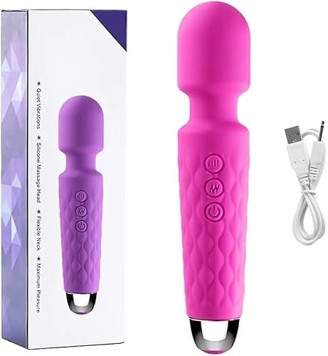Magic Wand Massage - Masajeador vibratorio de clítoris eléctrico - 8 frecuencias de intensidad, 20 modos con carga rápida USB - Impermeable al agua