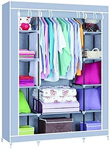 GODFSAHG Tragbarer Kleiderschrank, Stoffgarderobe, Doppelgarderobe, einfacher Stoff, Vlies-Faltgarderobe, Rollo-Garderobe, 175 x 135 x 45 cm, A Tragbarer Kleiderschrank/B/175 x 135 x 45 cm