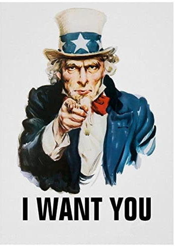 Foto Auf Leinwand 30 * 50cm Senza Cornice Home Decor Zio Sam I Want You - Silk Art Wall Sticker Decor e Stampe Estetiche