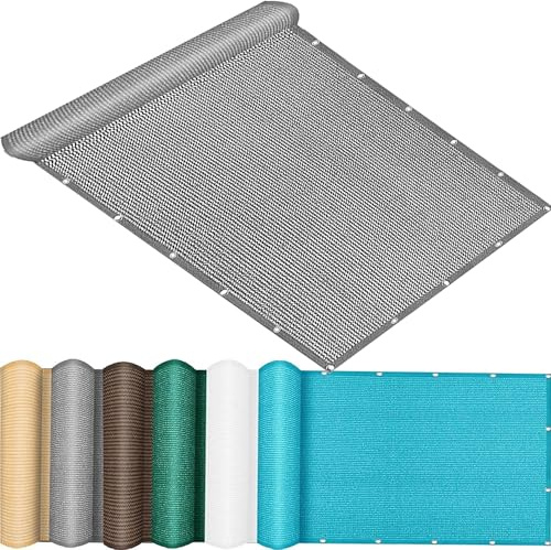 QINLIQIN Balkon Sichtschutz Wetterfest 65 x 420 cm Stoff für Balkongeländer Uv-Schutz Wind Und Wetterfest mit Befestigungsschnur Kabelbinder für Terrassen Swimming Pool, Hellgrau