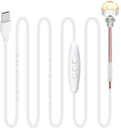 enwant Small USB Light Bulb 1 Watt with Cable Cord DC 5V Dimmable LED Light 5.3ft Length USB Powered with Flexible Wire for Halloween, DIY, Experiments, 1 Pack (Cool White)