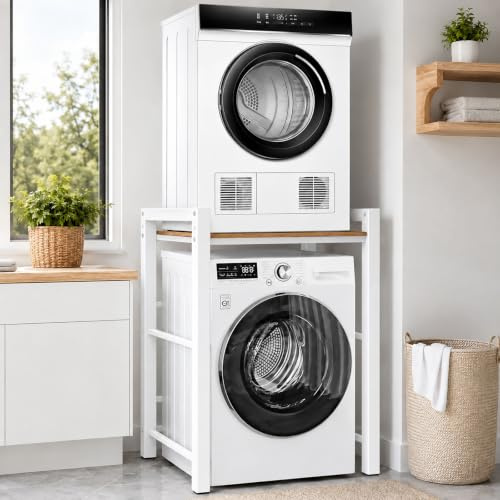 Étagère de machine à laver, sèche-linge, armoire de toilettes, étagère sur machine à laver, 3 hauteurs, capacité de charge 300 kg, armoire de machine à laver avec sèche-linge, pour salle de bain