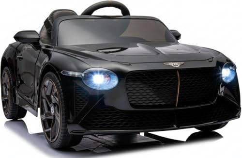 Playhouse Bentley BACALAR, Bluetooth, Lizenz, Ledersitz, 2 Stoßdämpfer, Eva Räder, 12V 7ah, Fernbedienung,Kinder Elektroauto, Kinderauto Kinderfahrzeug (Schwarz)