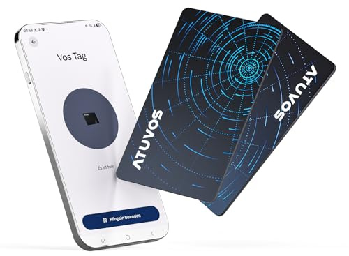 ATUVOS Neu Dual-System Air Tag Karte Pro für Android & iOS, Wiederaufladbarer Wallet Tracker Card Kompatibel mit Google Mein Gerät Finden or Apple Wo ist? App, Gegenstände-Finder, Thin 1.6mm 2er Pack