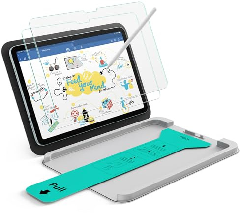 ESR Lot de 2 Protecteurs D'Écran Sensation Papier Pour iPad Air 11 Pouces M4/M3/M2 (8e/7e/6e Génération), Verre Trempé Mat 9H, Avec Plateau UltraFit, Écrire,Dessin Effet Papier, Anti-Reflet