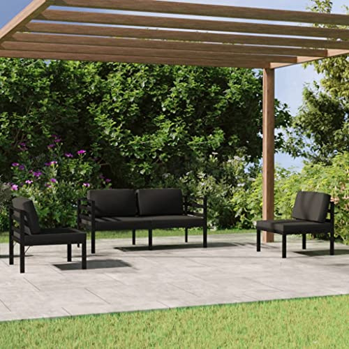 CIOURSTO Garten Lounge Set, Outdoor Sofa Set mit Kissen, Modulares Sofa für Terrasse, Balkon (2X Corner + 2X Middle)
