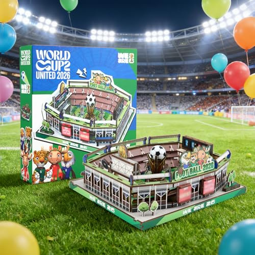 3D Fußballstadion Puzzle DIY 2026 Spielzeug Weltmeisterschaft 3D Puzzle Fußballarchitektur Bauen Baukästen für Erwachsene und Kinder Spielzeug Fussball Geschenke für Jungen 5 6 7+ Jahre Erwachsene