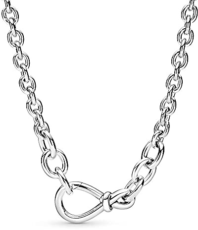 100% Silver Pan Chunky Infinity Knot Chain Necklace For Women