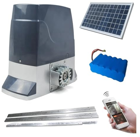 Ouvre-Porte Solaire DC 1200kg, Moteur de Porte coulissante 24V, ouvre-Porte Automatique Stable et Fiable(Normal Speed 12m mi)