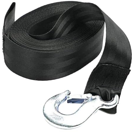 GXmuKWngt Boat Winch Strap With Hook And Latch Loop End 5000Lbs Compatible With Trailer Ship Docking(Black 8meters)