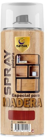 SPSIL Pintura Madera Sapelly 200ml para Madera Barniz Spray, Aerosol Especial, Ideal para Renovación de Muebles y Superficies de Madera