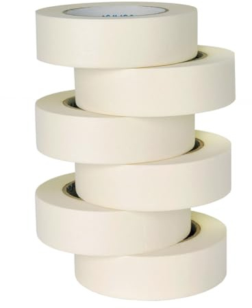 TIANBO FIRST Beige White Masking Tape, 1.41 Inches Wide x 60 Yards, 6 Rolls